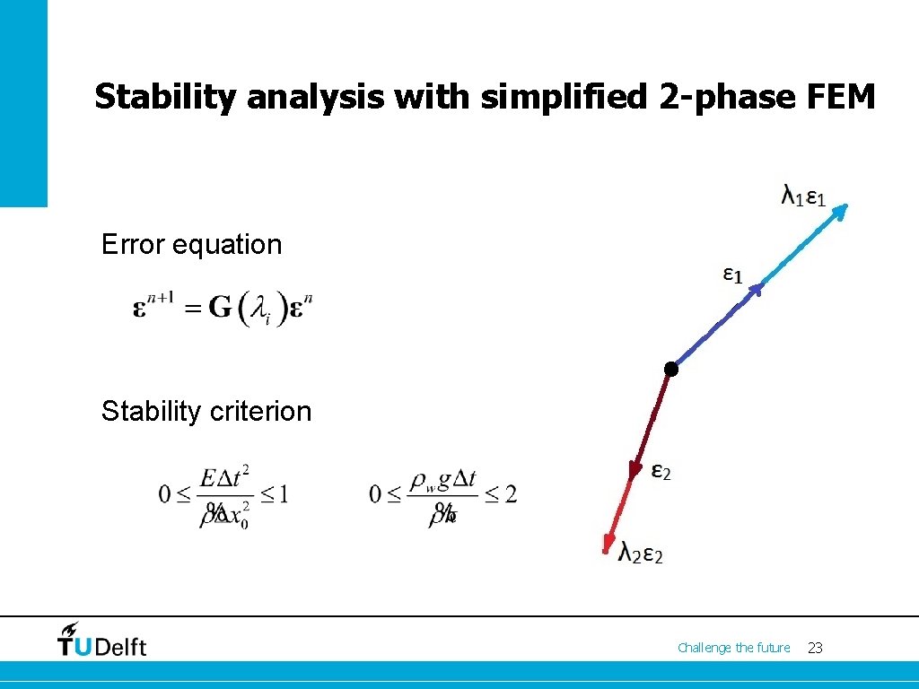 Stability analysis with simplified 2 -phase FEM Error equation Stability criterion Challenge the future