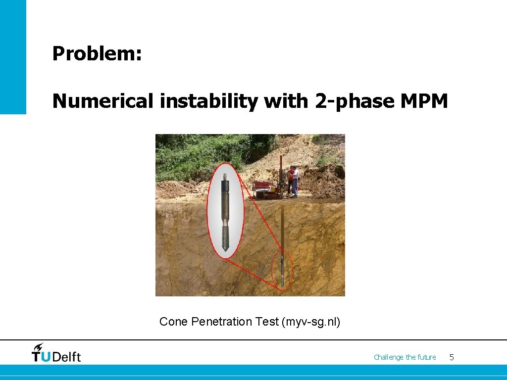 Problem: Numerical instability with 2 -phase MPM Cone Penetration Test (myv-sg. nl) Challenge the