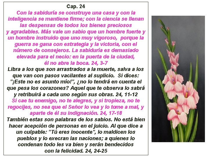 Cap. 24 Con la sabiduría se construye una casa y con la inteligencia se