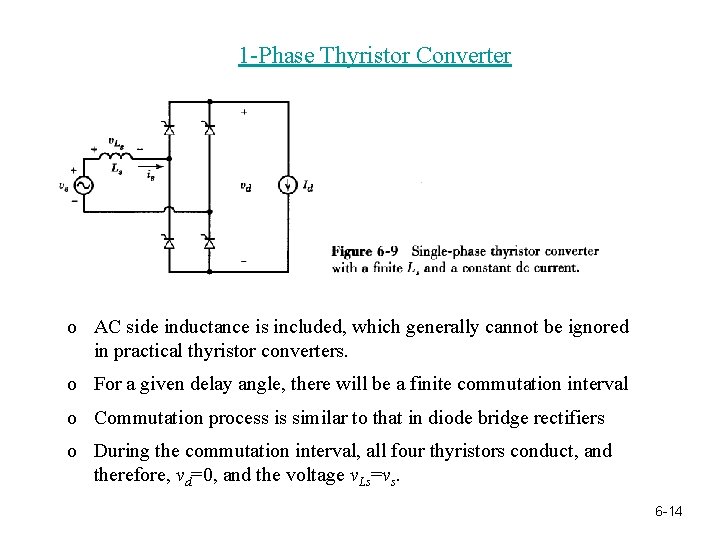 1 -Phase Thyristor Converter o AC side inductance is included, which generally cannot be