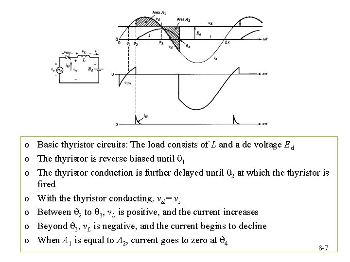 o Basic thyristor circuits: The load consists of L and a dc voltage Ed