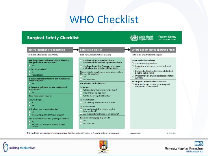 WHO Checklist 