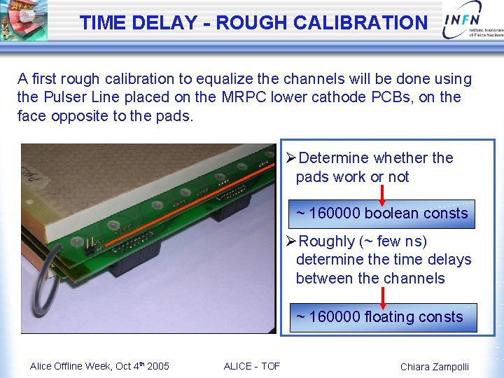 TIME DELAY - ROUGH CALIBRATION A first rough calibration to equalize the channels will