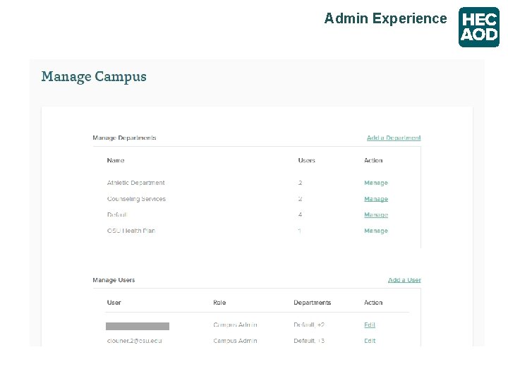 Admin Experience 