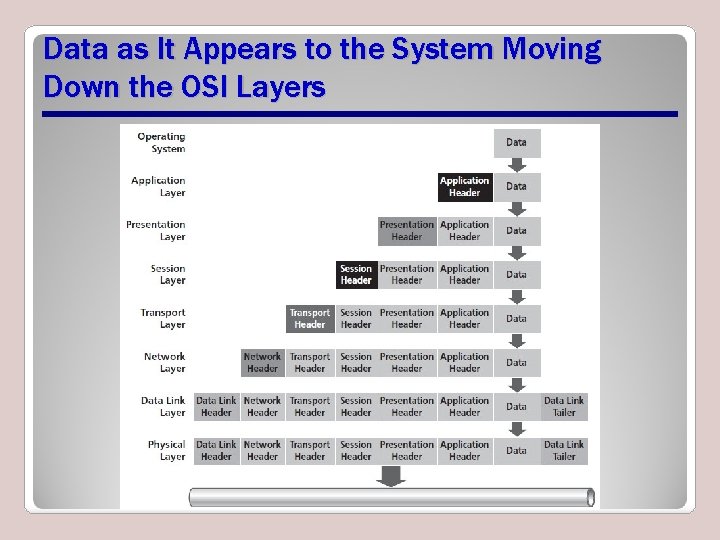 Data as It Appears to the System Moving Down the OSI Layers Data as It Appears to the System Moving Down the OSI Layers