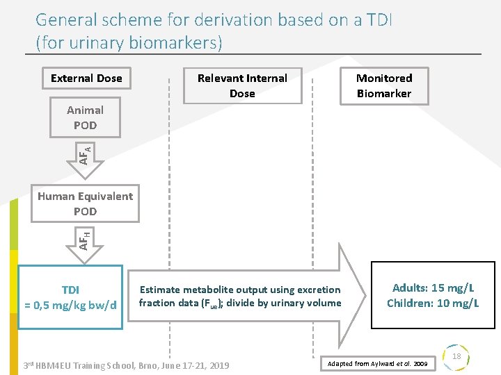 General scheme for derivation based on a TDI (for urinary biomarkers) External Dose Relevant