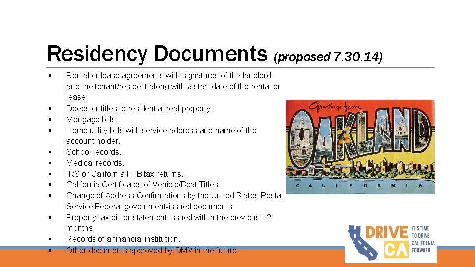 Residency Documents (proposed 7. 30. 14) § § § Rental or lease agreements with