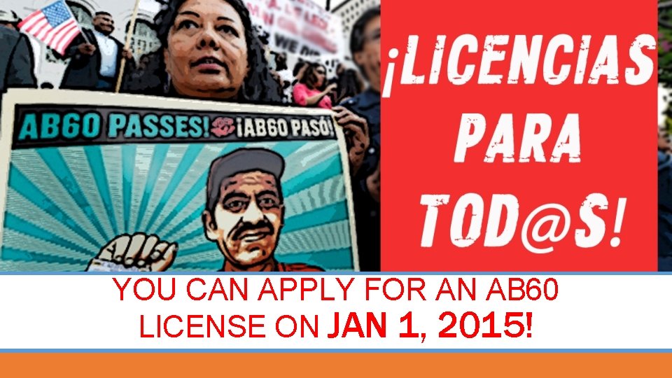 YOU CAN APPLY FOR AN AB 60 LICENSE ON JAN 1, 2015! 