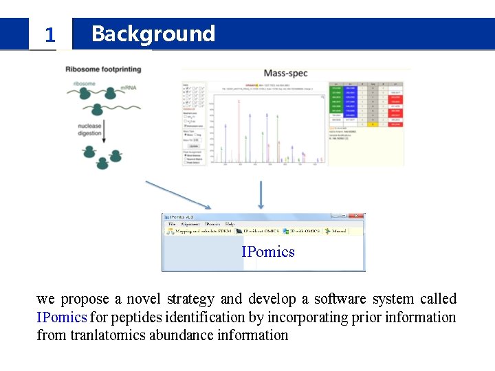 1 Background IPomics we propose a novel strategy and develop a software system called