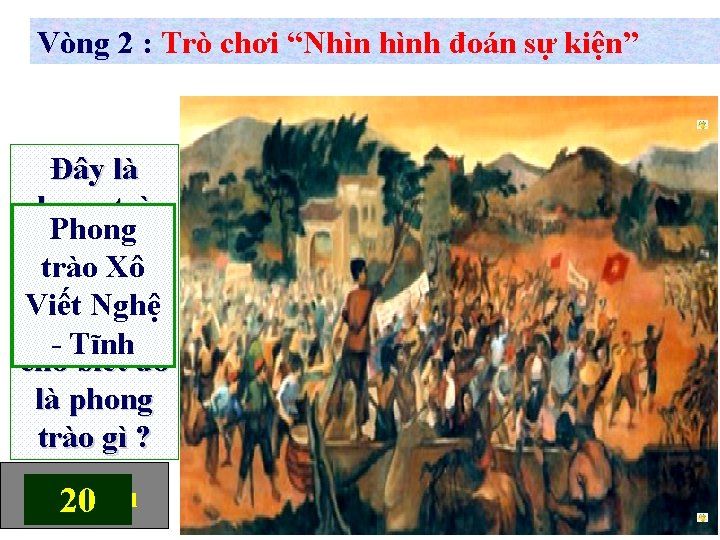 Vòng 2 : Trò chơi “Nhìn hình đoán sự kiện” Đây là phong trào