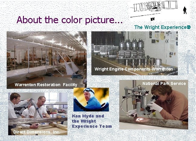 About the color picture. . . The Wright Experience Wright Engine Components-Warrenton Restoration Facility