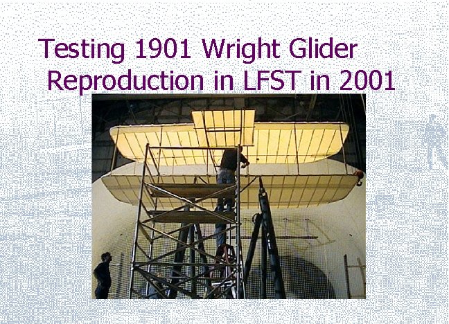 Testing 1901 Wright Glider Reproduction in LFST in 2001 