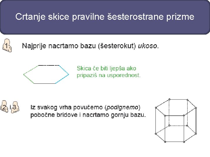 Crtanje skice pravilne šesterostrane prizme 