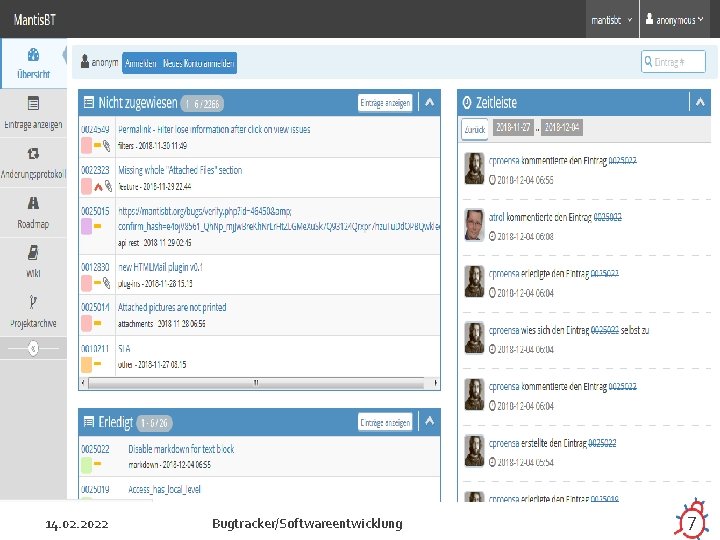 14. 02. 2022 Bugtracker/Softwareentwicklung 7 