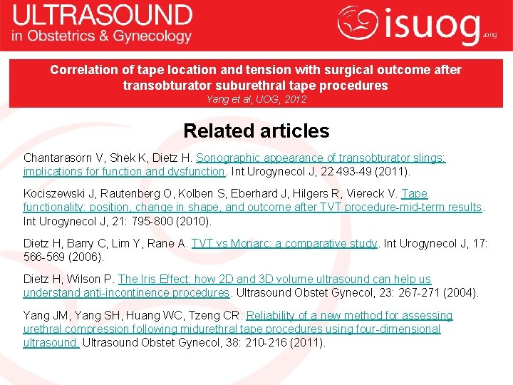 Correlation of tape location and tension with surgical outcome after transobturator suburethral tape procedures