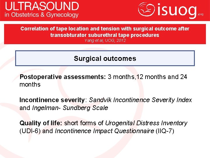 Correlation of tape location and tension with surgical outcome after transobturator suburethral tape procedures