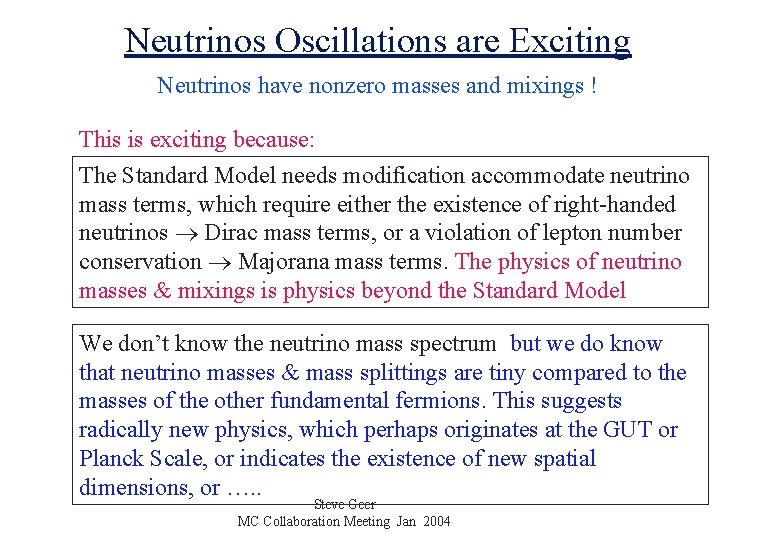 Neutrinos Oscillations are Exciting Neutrinos have nonzero masses and mixings ! This is exciting