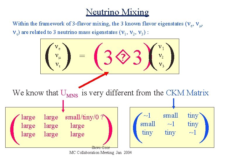 Neutrino Mixing Within the framework of 3 -flavor mixing, the 3 known flavor eigenstates