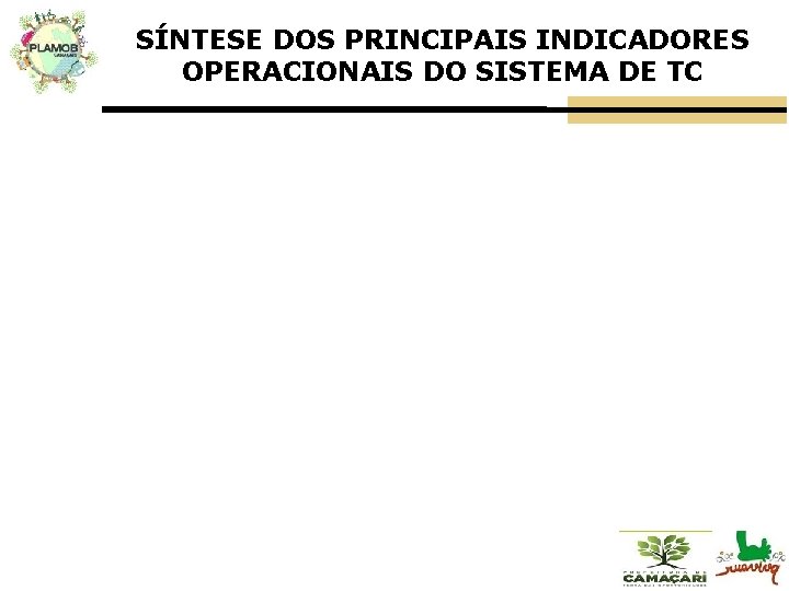 SÍNTESE DOS PRINCIPAIS INDICADORES OPERACIONAIS DO SISTEMA DE TC 