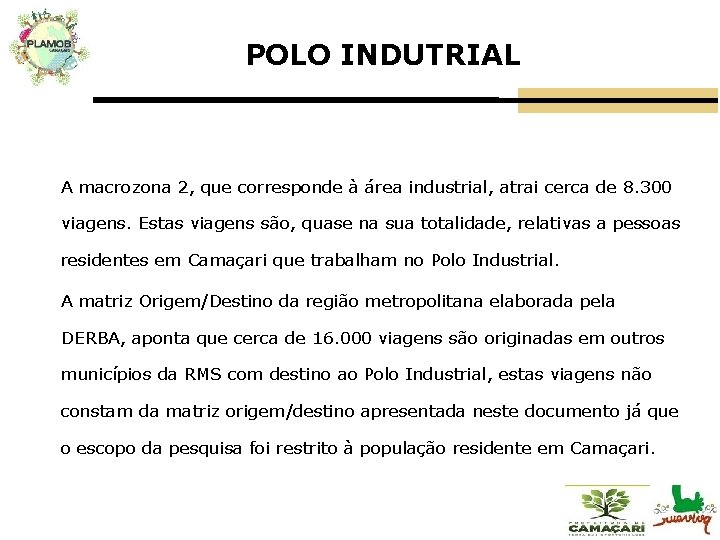 POLO INDUTRIAL A macrozona 2, que corresponde à área industrial, atrai cerca de 8.