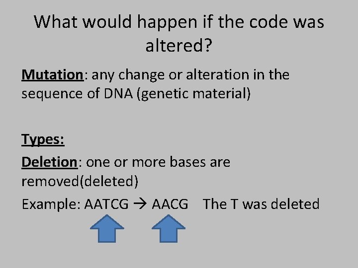 What would happen if the code was altered? Mutation: any change or alteration in