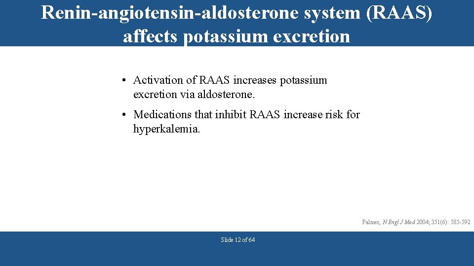 Renin-angiotensin-aldosterone system (RAAS) affects potassium excretion • Activation of RAAS increases potassium excretion via
