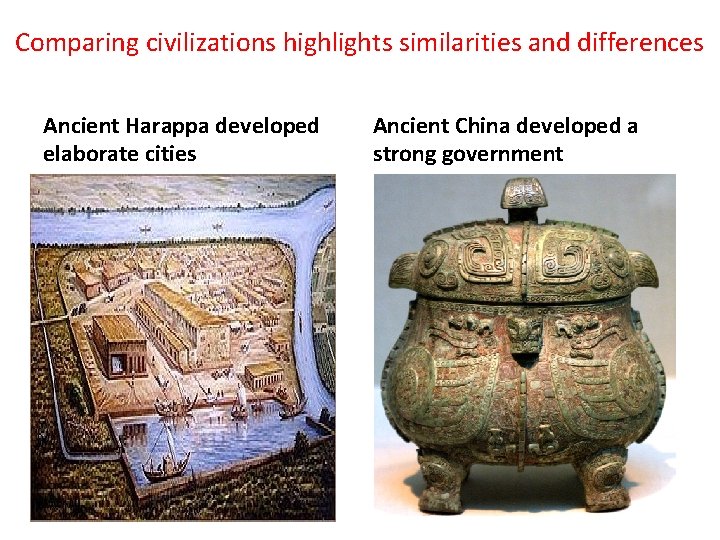 Comparing civilizations highlights similarities and differences Ancient Harappa developed elaborate cities Ancient China developed Comparing civilizations highlights similarities and differences Ancient Harappa developed elaborate cities Ancient China developed