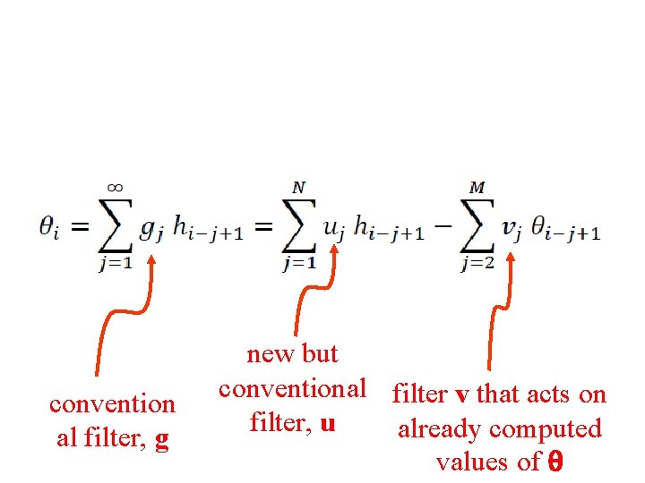 convention al filter, g new but conventional filter v that acts on filter, u