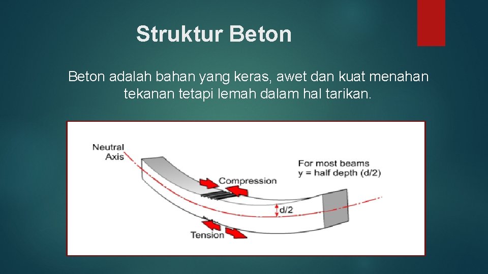 Struktur Beton adalah bahan yang keras, awet dan kuat menahan tekanan tetapi lemah dalam