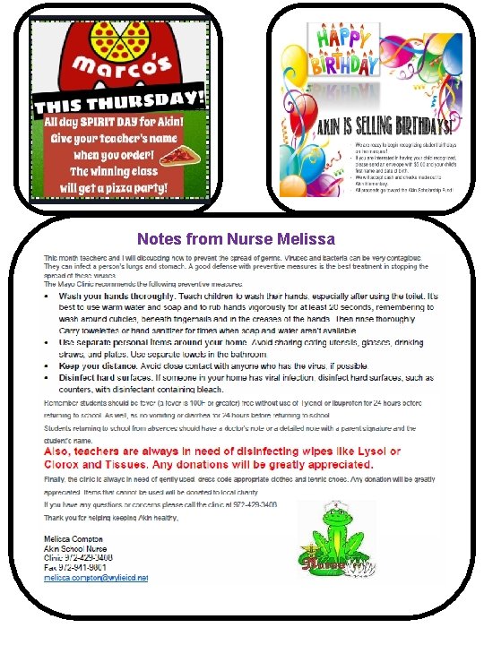 Notes from Nurse Melissa 