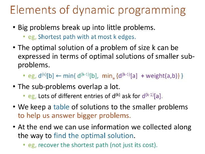 Elements of dynamic programming • 