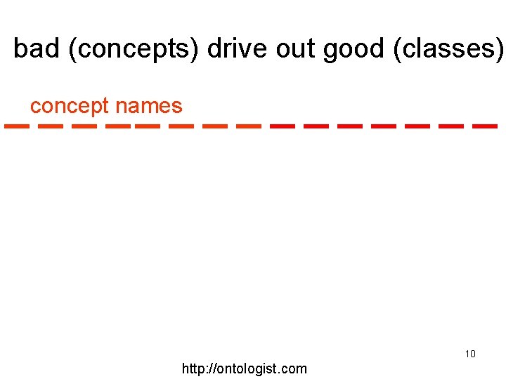 bad (concepts) drive out good (classes) concept names 10 http: //ontologist. com 