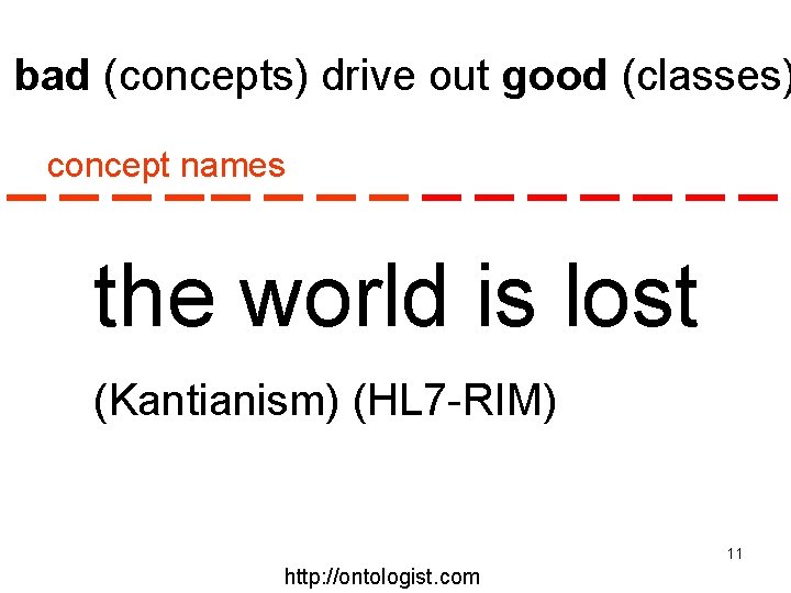 bad (concepts) drive out good (classes) concept names the world is lost (Kantianism) (HL