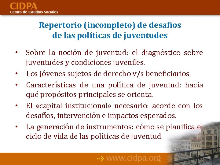 Repertorio (incompleto) de desafíos de las políticas de juventudes • Sobre la noción de