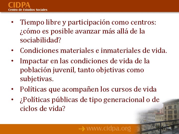  • Tiempo libre y participación como centros: ¿cómo es posible avanzar más allá