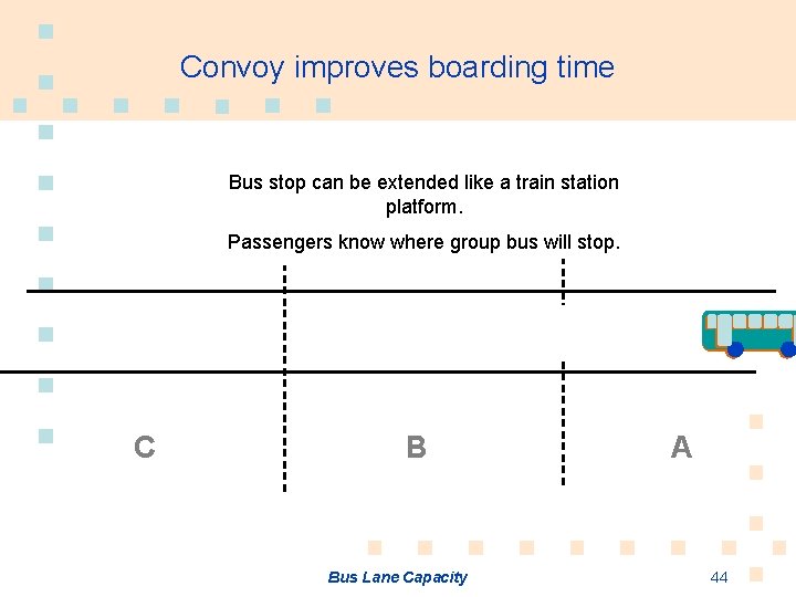 Convoy improves boarding time Bus stop can be extended like a train station platform.
