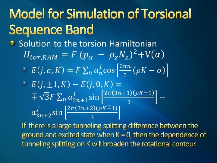 Model for Simulation of Torsional Sequence Band 