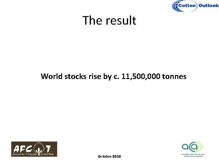 The result World stocks rise by c. 11, 500, 000 tonnes Octobre 2018 