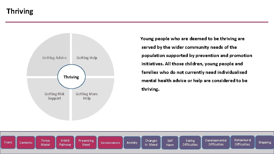 Thriving Young people who are deemed to be thriving are served by the wider