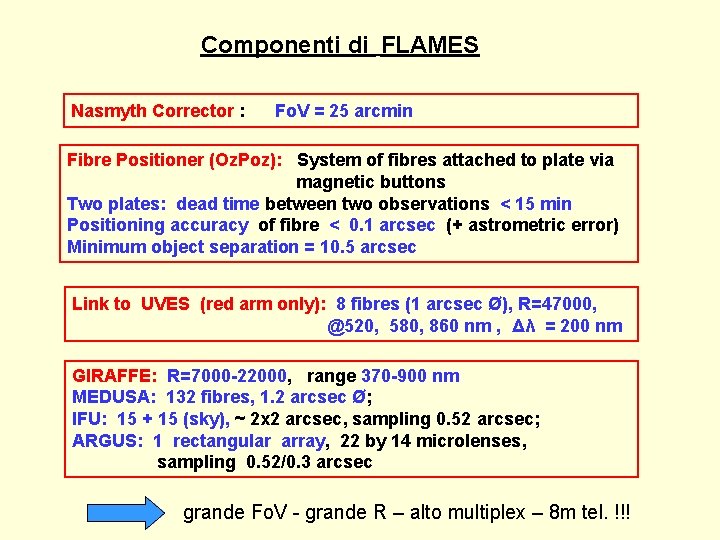 Componenti di FLAMES Nasmyth Corrector : Fo. V = 25 arcmin Fibre Positioner (Oz.