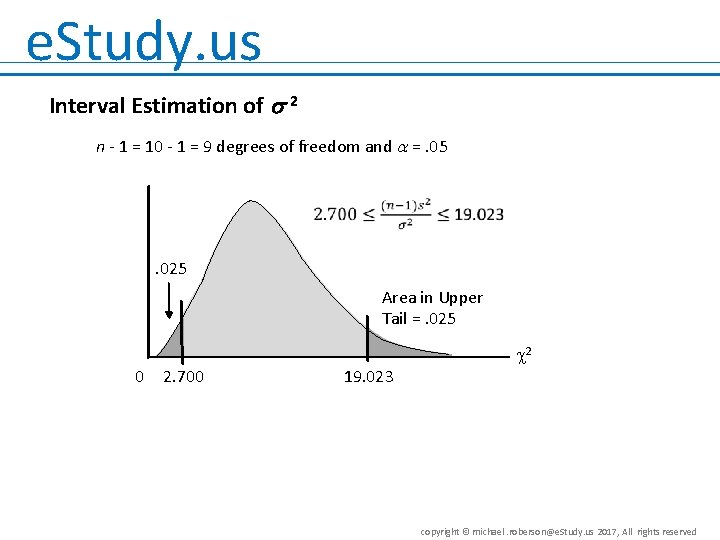 e. Study. us Interval Estimation of 2 n - 1 = 10 - 1