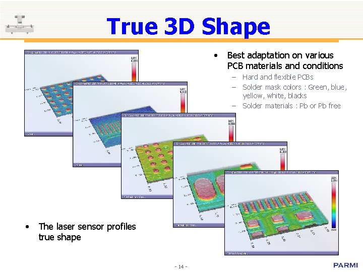 True 3 D Shape • Best adaptation on various PCB materials and conditions –