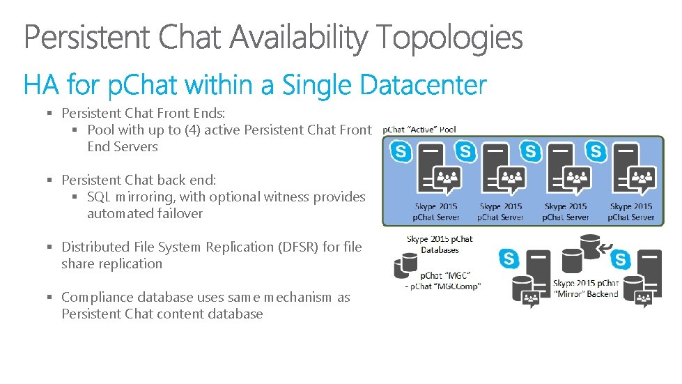 § Persistent Chat Front Ends: § Pool with up to (4) active Persistent Chat