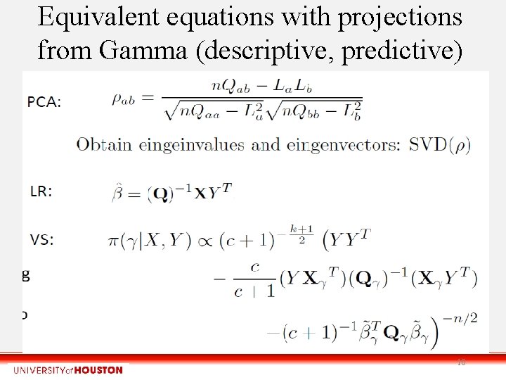 Equivalent equations with projections from Gamma (descriptive, predictive) 10 