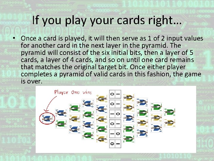 If you play your cards right… • Once a card is played, it will