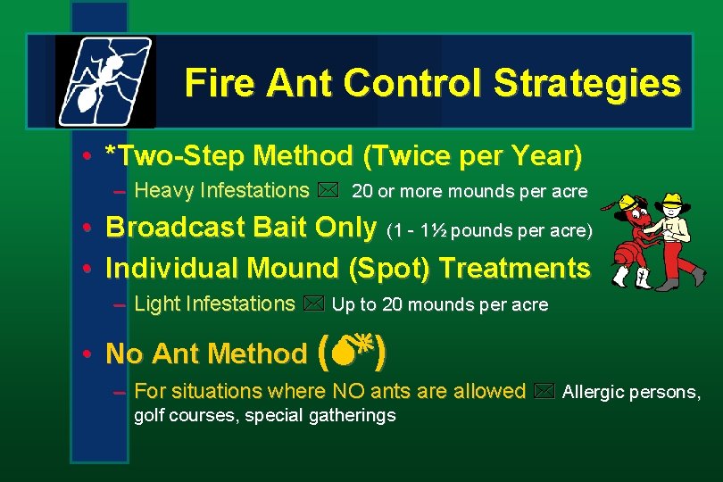 Fire Ant Control Strategies • *Two-Step Method (Twice per Year) – Heavy Infestations 20