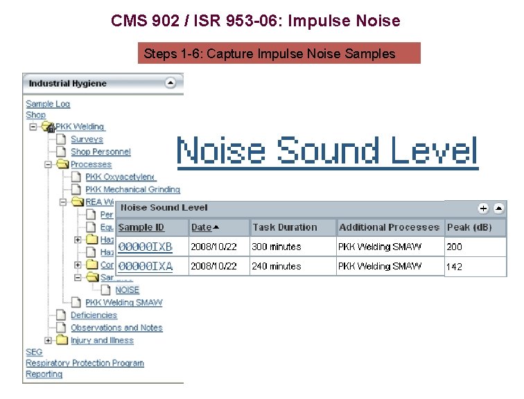 CMS 902 / ISR 953 -06: Impulse Noise Steps 1 -6: Capture Impulse Noise