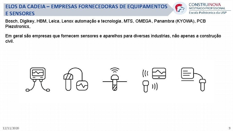 ELOS DA CADEIA – EMPRESAS FORNECEDORAS DE EQUIPAMENTOS E SENSORES Bosch, Digikey, HBM, Leica,