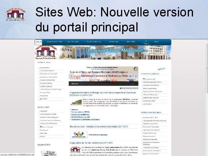 Sites Web: Nouvelle version du portail principal 