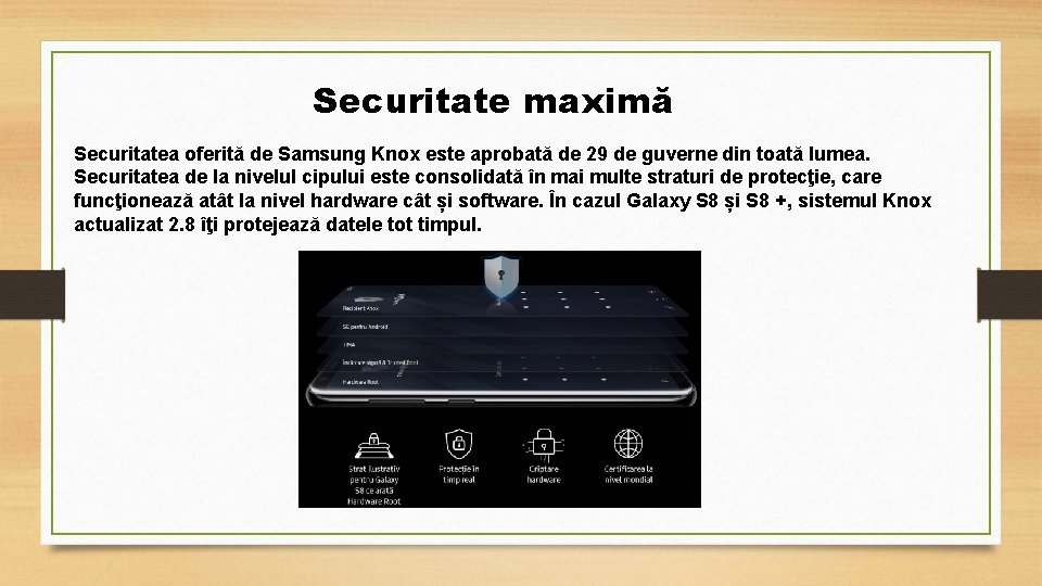Securitate maximă Securitatea oferită de Samsung Knox este aprobată de 29 de guverne din